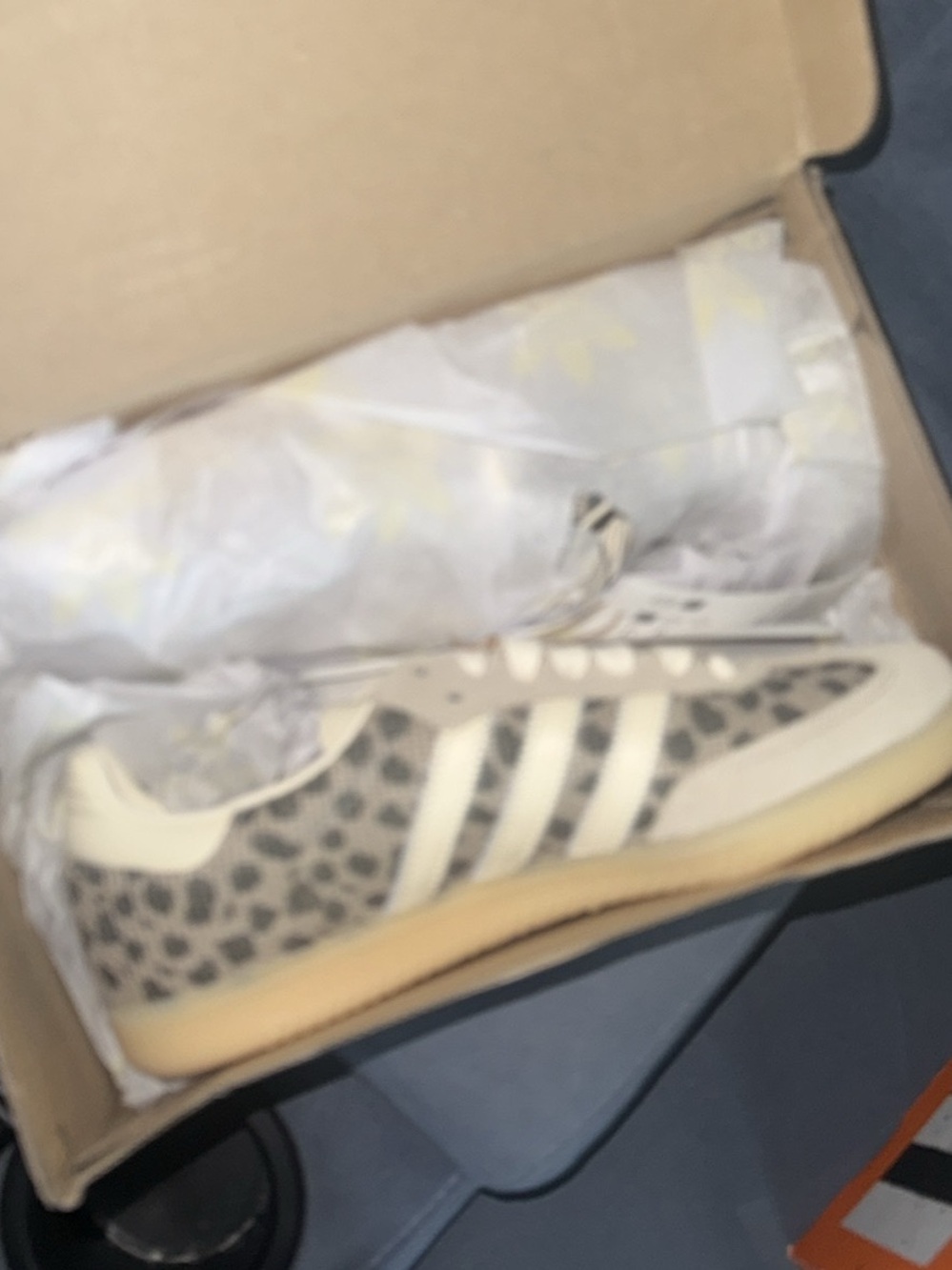 adidas Kids Cream and Gray Leopard Print Sneakers samba